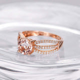 2ct Round Cut Morganite Split Shank Solitaire Engagement Ring 14k Rose Gold Over