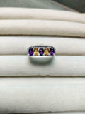 3ct Oval Cut Purple Amethyst Citrine Filigree Cocktail Ring 14k WhiteGold Finish