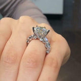 4Ct Round Cut Diamond Ice Solitaire Accent Engagement Ring 14K White Gold Finish