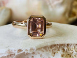 1.8ct Engagement Ring Emerald Cut Peach Morganite Solitaire 14k Yellow Gold Over