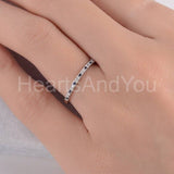 0.4ct Round Cut Simulated Sapphire Minimalist Wedding Band 14k White Gold Plated