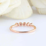 0.3ct Round Cut Pink Ruby Engagement Ring 5 Stone Minimalist 14k RoseGold Finish