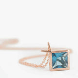 1.5ct London Blue Topaz Pendant Chain Princess Cut Kite Fish 14k Rose Gold Over