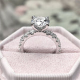 2.25ct Round Cut Moissanite Solitaire with Accents Ring 14k White Gold Plated