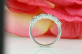 2ct Round Cut Blue Sapphire Five Stone Halo Engagement Ring 14k WhiteGold Finish