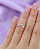 1ct Baguette Round Cut Diamond Crown Band Engagement Ring 14k Rose Gold Finish