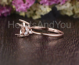 0.5ct Pear Stone Ring Setting Marquise Simulated Semi Mount 14k Rose Gold Plated