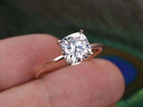1ct Cushion Cut Diamond Engagement Ring Classic Solitaire 14k Rose Gold Finish