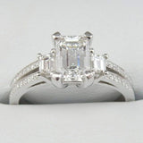 2.4ct Emerald Simulated Diamond Split Shank Engagement Ring 14K WhiteGold Plated