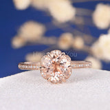 2ct Round Cut Simulated Morganite Floral Engagement Ring 14k Rose Gold Plated