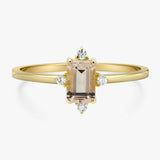 1.3ct Engagement Ring Emerald Cut Peach Morganite Solitaire 14k Yellow Gold Over