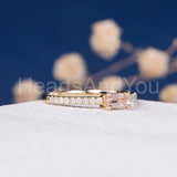 1ct Baguette Cut Simulated Morganite Round Accents Ring 14k Rose Gold Plated
