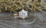 1ct Round Cut VVS1 Diamond Engagement Ring 14k Rose Gold Finish Floral Solitaire