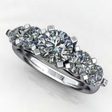 5 Stone Anniversary Wedding Ring Band 2ct Round Cut Diamond 14k WhiteGold Finish