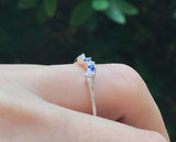 1ct Round Blue Sapphire Wedding Band Five Stone Minimalist 14k White Gold Finish