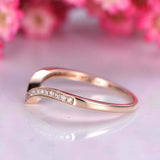 1.3ct Round Cut Diamond Wedding Band Curved Half Eternity 14k Rose Gold Finish