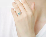 1.2ct Oval Cut Blue Aquamarine Solitaire Twist Accent Ring 14k White Gold Finish