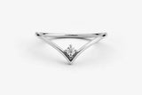 0.5ct Round Cut Diamond V Shaped Curved Stackable Band 14k White Gold Finish