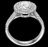 4Ct Round Cut Diamond Split Band Double Halo Engagement Ring 18K White Gold Over