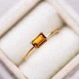 0.5ct Emerald Cut Simulated Yellow Citrine Solitaire Ring 14k Yellow Gold Plated