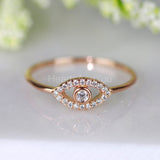 0.2ct Round Cut Moissanite Evil Eye Women Engagement Ring 14k White Gold Plated