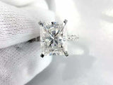 2.3ct Engagement Ring Radiant Cut Diamond Hidden Halo 14k White Gold Finish