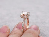 2ct Cushion Cut Peach Morganite Engagement Ring 14k Rose Gold Finish Infinity