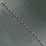 9Ct Oval Cut Red Garnet Stylish Design Tennis Bracelet 14K White Gold Finish