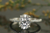 3Ct Oval Cut Diamond Hidden Halo Engagement Solitaire Ring 14K White Gold Finish