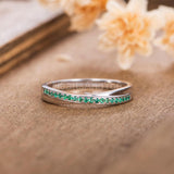 0.3ct Round Cut Simulated Green Emerald Infinity Wed Band 14k White Gold Plated