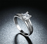 2Ct Round Cut Diamond Tension Solitaire with Accents Ring 14K White Gold Finish