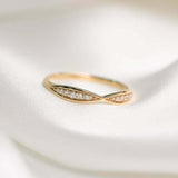 0.2ct Round Cut Diamond Wedding Band Ring Stackable Promise 14k Yellow Gold Over