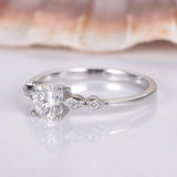 Five Stone Solitaire Engagement Ring 1ct Round Cut Diamond 14k White Gold Finish