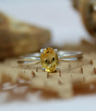 1ct Engagement Ring Oval Cut Yellow Sapphire Solitaire 14k White Gold Finish