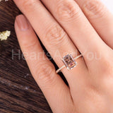 1ct Emerald Cut Simulated Morganite Solitaire Accents Ring 14k Rose Gold Plated