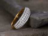 2.2ct Wedding Band Round Cut Diamond Cluster Half Eternity 14k YellowGold Finish