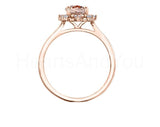 1.6ct Oval Cut Simulated Peach Morganite Stylish Halo Ring 14k Rose Gold Plated