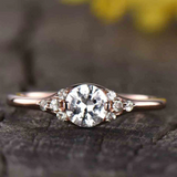 1.1ct Round Cut Diamond Solitaire with Accent Engagement Ring 14k Rose Gold Over