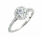1.5ct Round Cut Diamond Engagement Ring Halo Solitaire 14k White Gold Finish