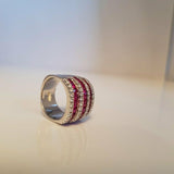 5ct Princess Cut Pink Ruby Engagement Ring Cocktail Iced 14k White Gold Finish