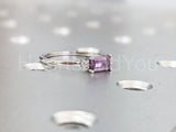 0.5ct Baguette Cut Simulated Purple Amethyst Trilogy Ring 14k White Gold Plated