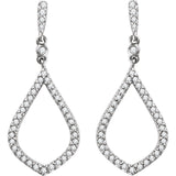 1ct Round Cut VVS1 Diamond Petal Drop Earrings Women Girls 14k White Gold Finish