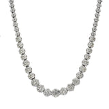 20Ct Round Cut Diamond Unique Floral Cluster Tennis Necklace 14K White Gold Over