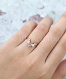 2ct Pear Cut Simulated Morganite Bezel Curved Wedding Band 14k Rose Gold Plated