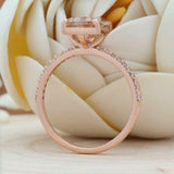 1.5ct Emerald Cut Morganite Engagement Ring Diamond Accents 14k Rose Gold Finish