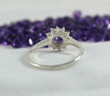 2.2ct Engagement Ring Round Cut Purple Amethyst Floral Halo 14k WhiteGold Finish