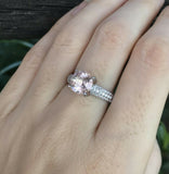 2.3ct Round Cut Peach Morganite Solitaire Cluster Accent Ring 14k WhiteGold Over