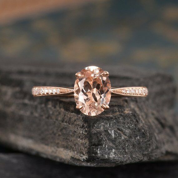Oval Champagne Morganite Ring 1ct Oval Cut Champagne Morganite