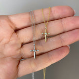 0.1ct Round Cut Moissanite Sword Dagger Pendant Chain 14k Yellow Gold Plated