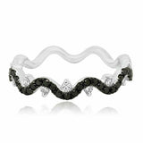 1ct Round Cut Black Diamond Stackable Wave Wedding Ring Band 14k White Gold Over